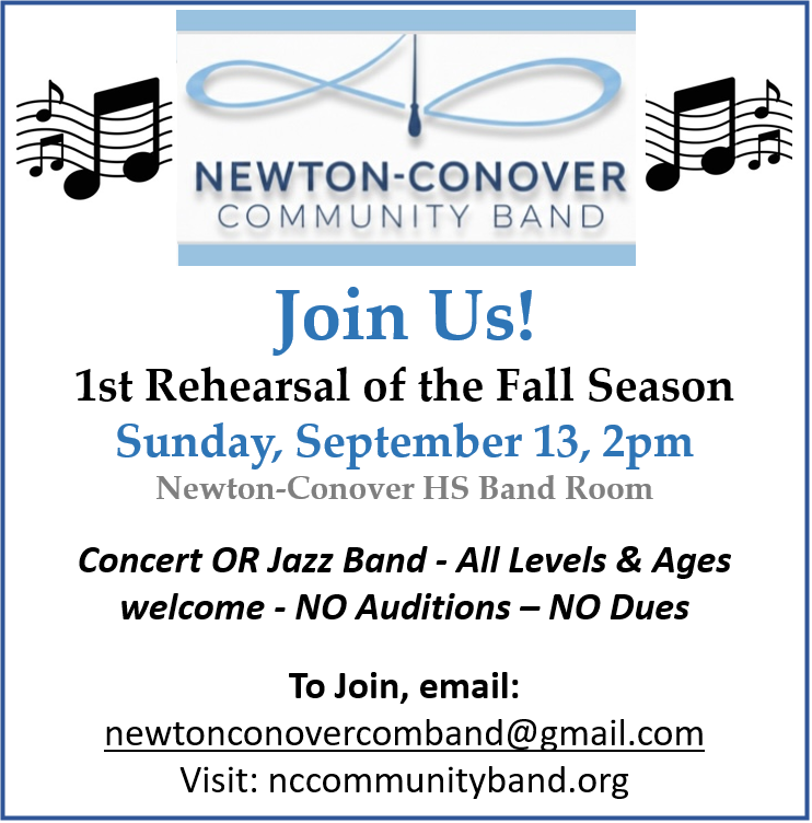 Newton Conover Community Band Fall Season announcement